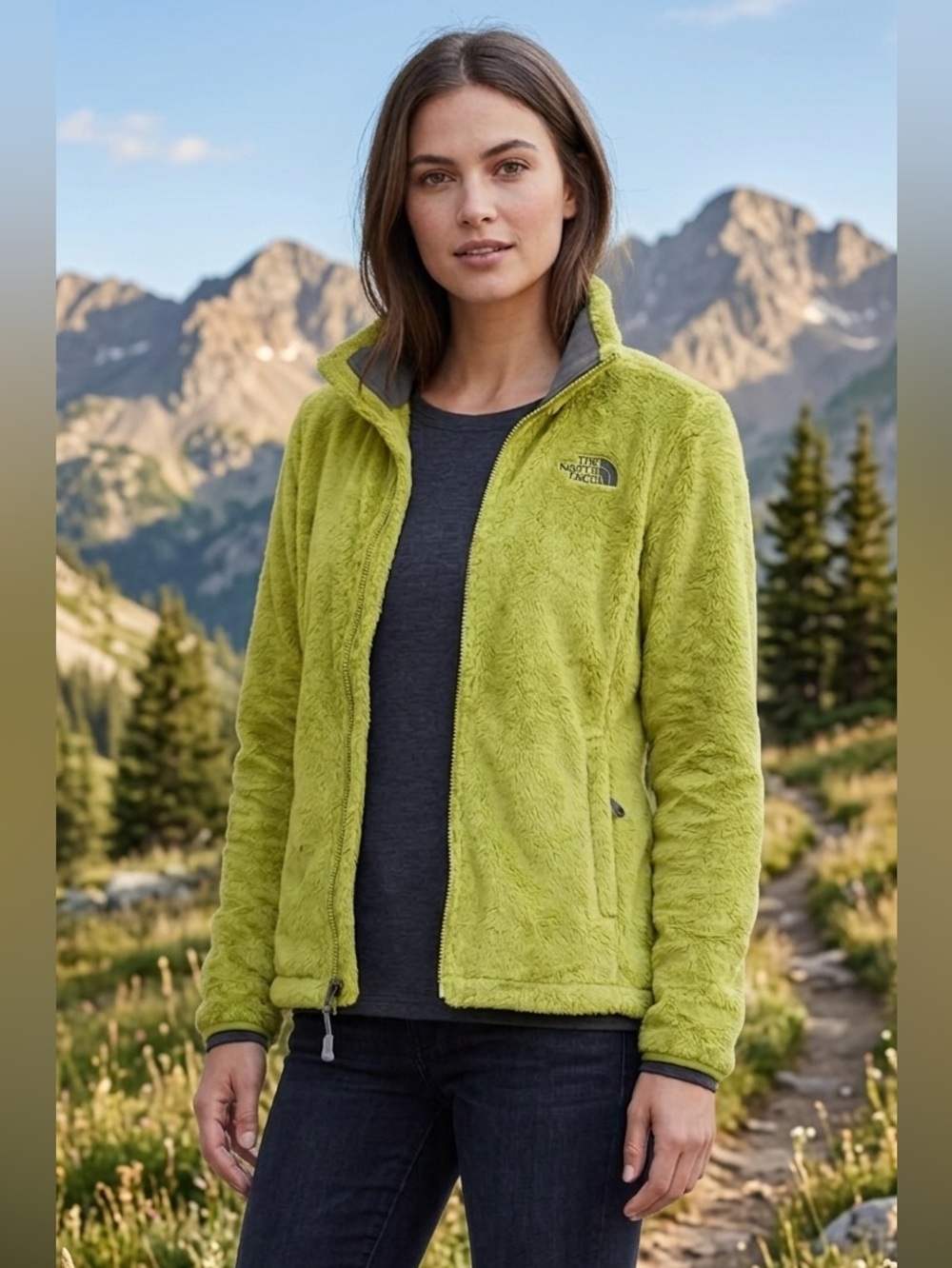 The North Face || Women’s Osito Full Zip Fleece Jacket Lime Green size M